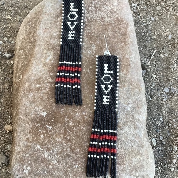 LOVE Beaded Earrings with Fringe - Picture 6 of 9